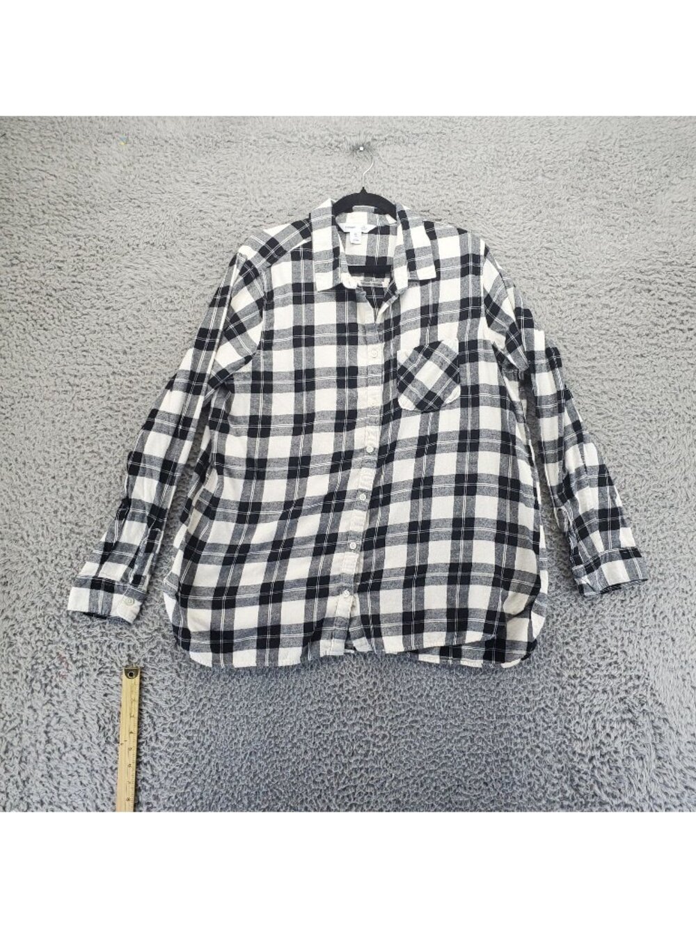 Old Navy Shirt Mens XXL Tall Black/White Plaid The Classic Button-Up Flannel